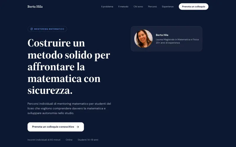 Il sito bertahila.it: «Costruire un metodo solido per affrontare la matematica con sicurezza»