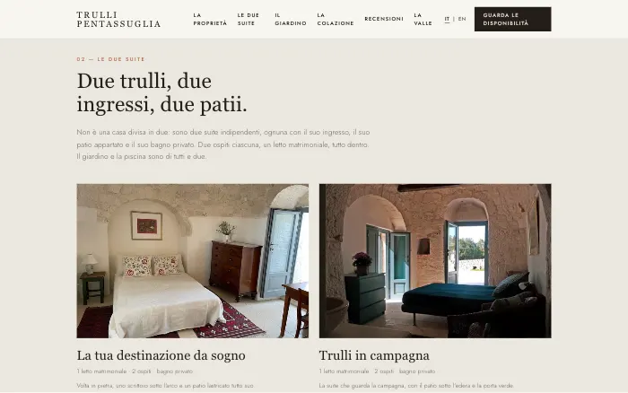 La sezione delle due suite di Trulli Pentassuglia, una accanto all'altra