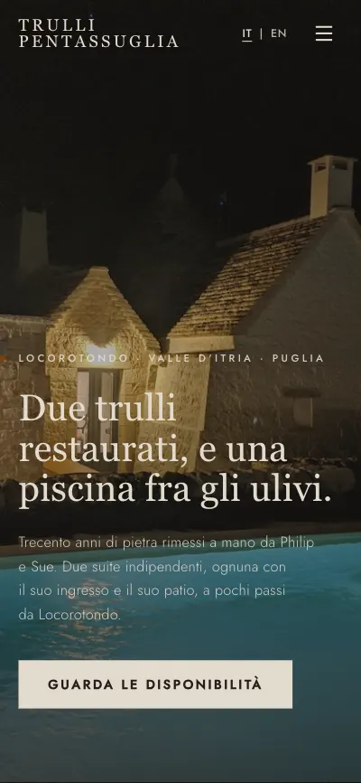 Il sito di Trulli Pentassuglia sul telefono
