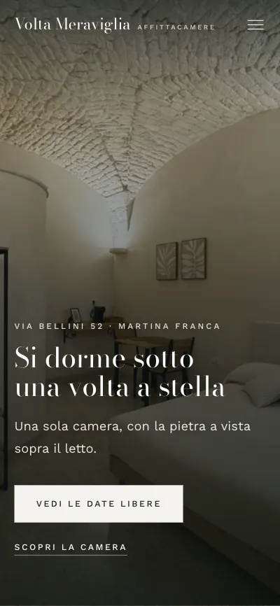 Il sito di Volta Meraviglia sul telefono